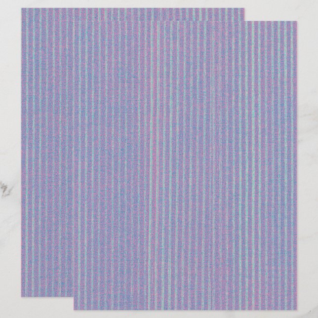 Papel de Scrapbook Listras de Lavanda Rosa Azul (Frente/Verso)