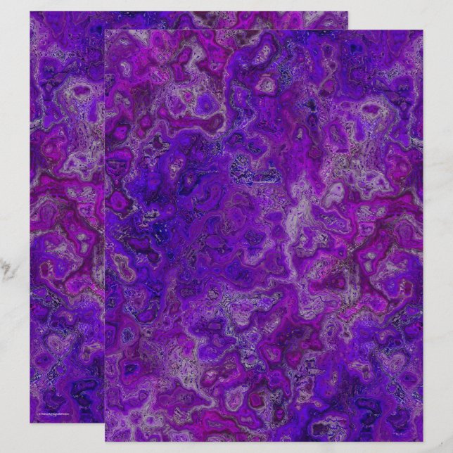 Papel de Scrapbook Mármore Roxo Giratório 2 Lados  (Frente/Verso)