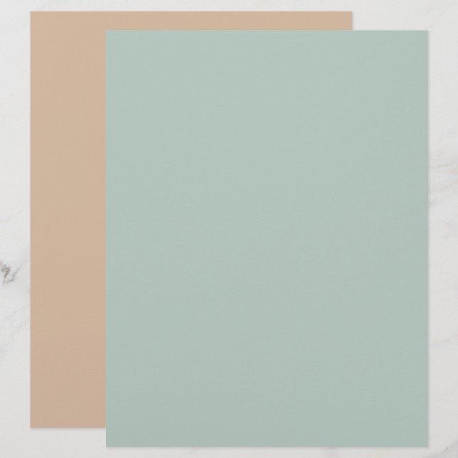 Papel de Scrapbook Minimalista Simples Verde Água  (Frente/Verso)