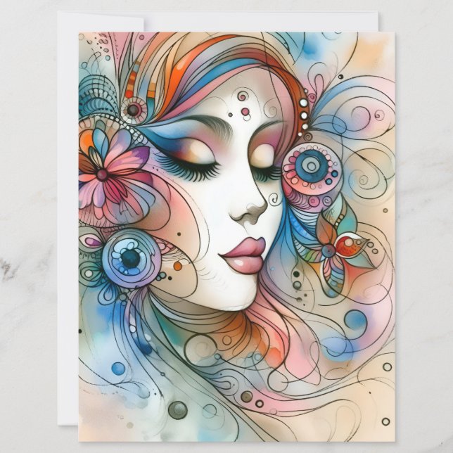 Papel de Scrapbook Mulher Sonhadora Caprichosa (Frente)