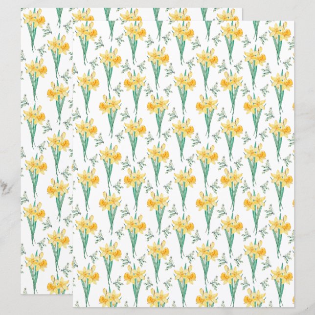 Papel de Scrapbook Narcisos (Frente/Verso)