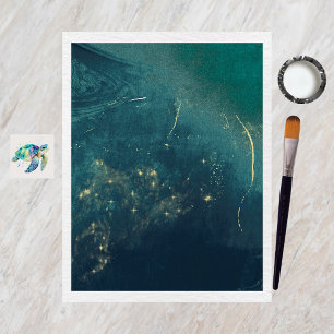 Papel de Scrapbook Oceano Profundo Aquarela