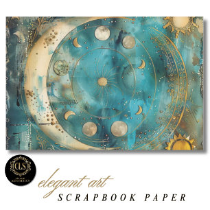 Papel de Scrapbook Padrão Celestial Sol e Lua