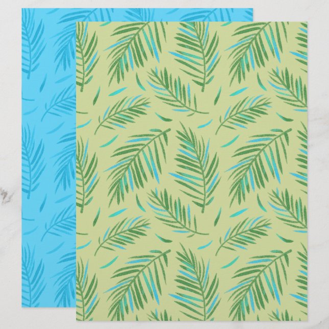 Papel de Scrapbook Palm Green (Frente/Verso)