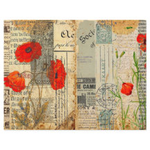 Papel de Scrapbook Papoulas Vintage Shabby Chic Ar