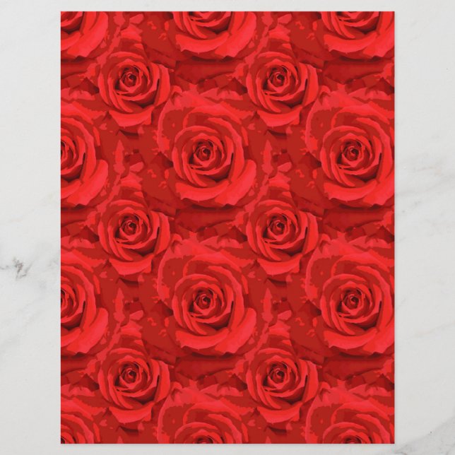 Papel de scrapbook pintado para Rosas vermelhas e  (Frente)