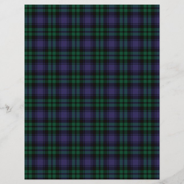 Papel de Scrapbook Preto Xadrez Black Watch (Frente)