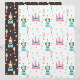 Papel de Scrapbook Princesa com Castelo e Espelhos