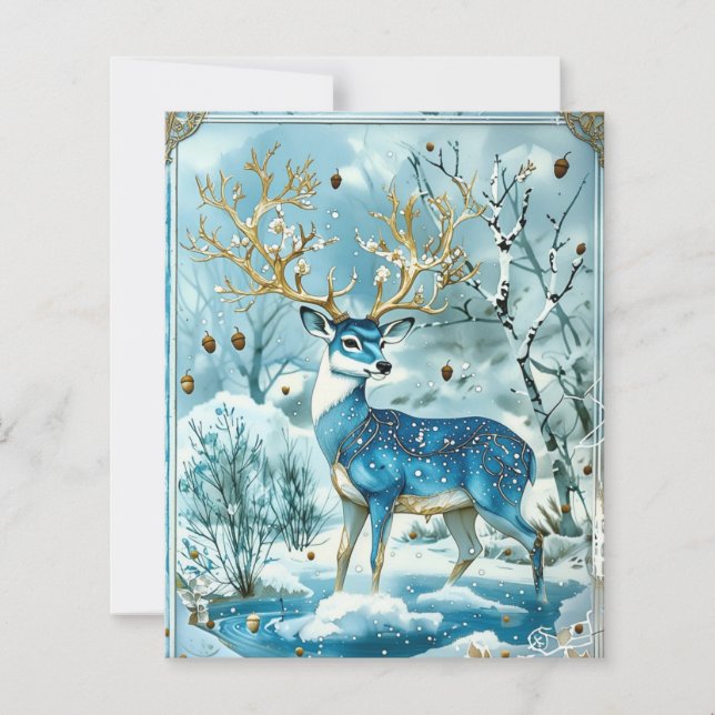 Papel de Scrapbook Rena Azul de Inverno (Frente)