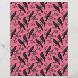 Papel de scrapbook rosa de dupla face com aves cor