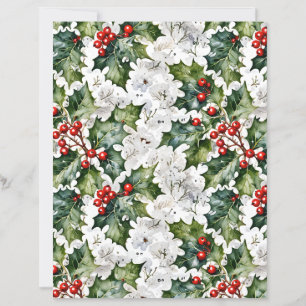 Papel de Scrapbook Tradicional Natal Branco com Az