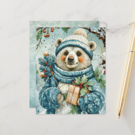 Papel de Scrapbook Urso Polar Inverno Aquarela