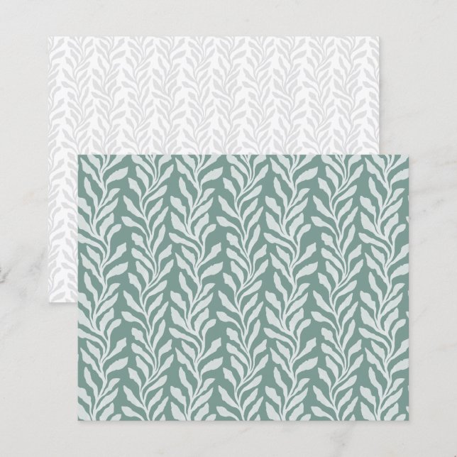 Papel de Scrapbook Verde Azulado de Algas Botânica (Frente/Verso)