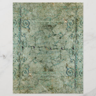 Papel de Scrapbook Verde Desbotado Vintage