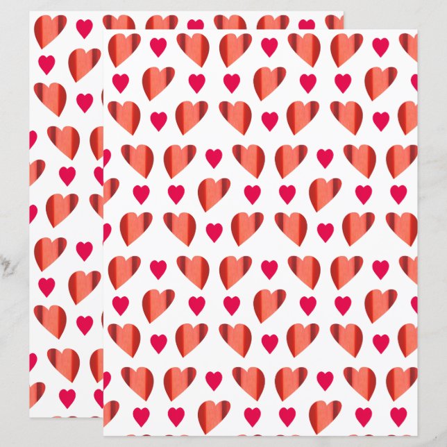 Papel de scrapbook vermelho e rosa (Frente/Verso)