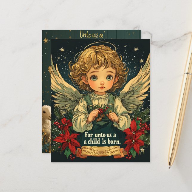 Papel de Scrapbook Versículo da Bíblia Menino Jesu (Frente/Verso In Situ)