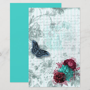 Papel de scrapbook vintage borboleta burgundy ment
