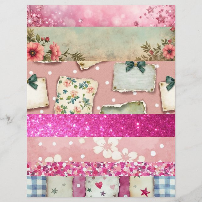 Papel de scrapbook vintage em estilo de colagem (Frente)