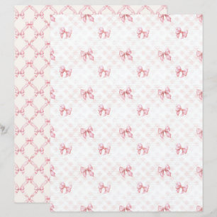 Papel de Scrapbook Vintage Laço Rosa Coquette