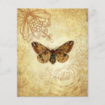 Papel de Scrapbook Vintage Mariposa Dourada