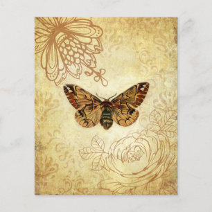 Papel de Scrapbook Vintage Mariposa Dourada