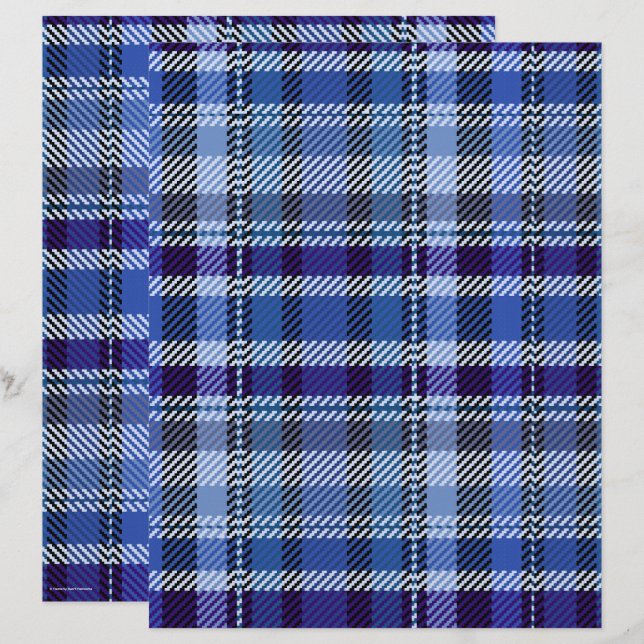 Papel de Scrapbook Xadrez Azul Página 2 Lados (Frente/Verso)