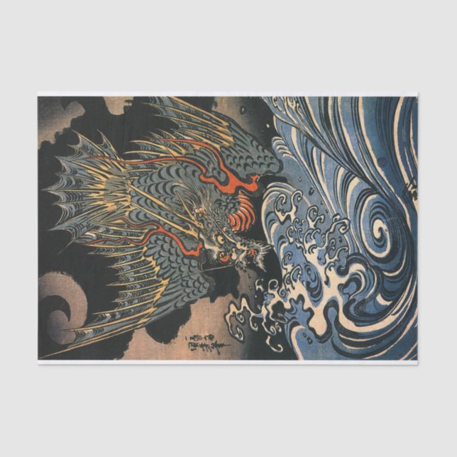 Papel De Seda 海 龍, 国, Sea Dragon, Kuniyoshi, Ukiyo-e (Frente )