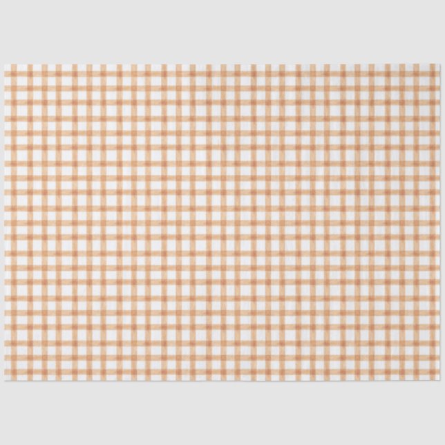 Papel De Seda 014 Latte Marrom Claro Gingham Tissue Paper (Frente )