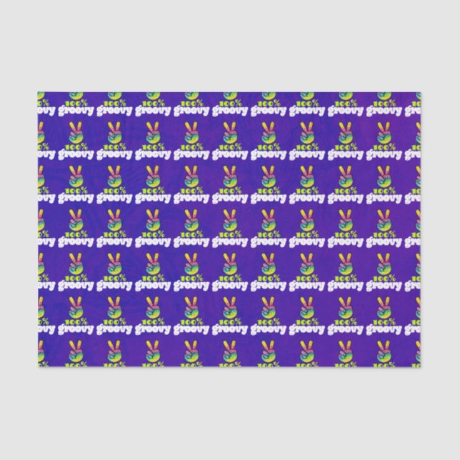 Papel De Seda 100% Groovy Rainbow com Sinal de Paz Mão (Frente )