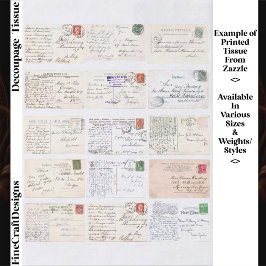 Papel De Seda 15 Authentic Vintage Postcard Backs ET2 Decoupage
