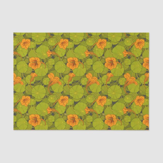 Papel De Seda 1896 Impressão Vitoriano Nasturtium (Frente )