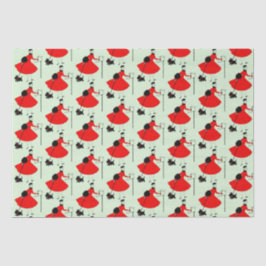 Papel De Seda 1950 Natais vintages Lady with Dog Wrapping Pape