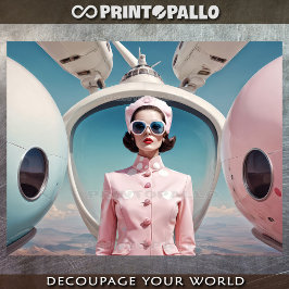 Papel De Seda 1950 retrofuturismo mulher emancipada de rosa