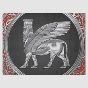 Papel De Seda [220] Bull voada Assyrian - Lamassu de prata