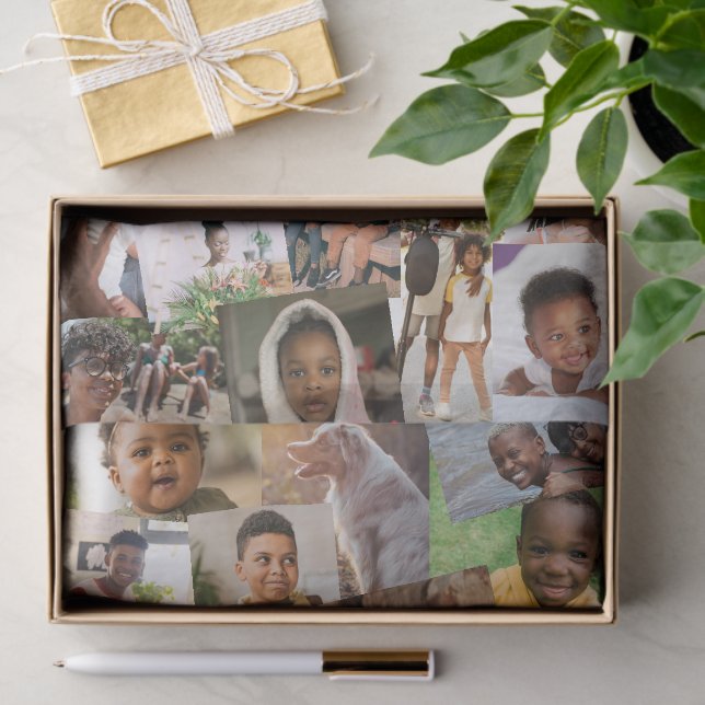 Papel De Seda 24 Haphazardly Overlapping Photos Collage Template (Presente)