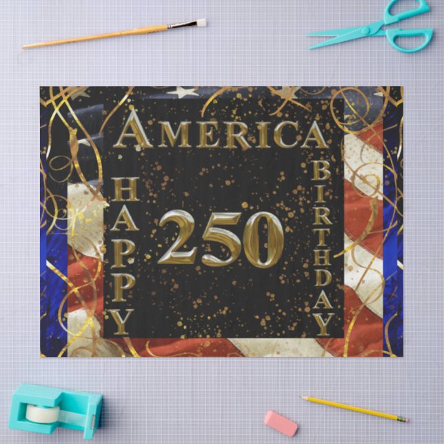 Papel De Seda 250º Feliz Aniversário América! (Arte )
