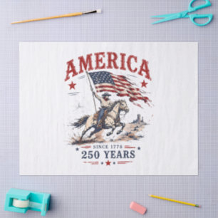 Papel De Seda 250 Anos América 1776 2026 Patriótico Cowboy