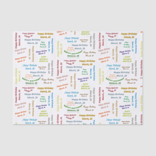 Papel De Seda 26 de março, 26 Aniversário (Frente )