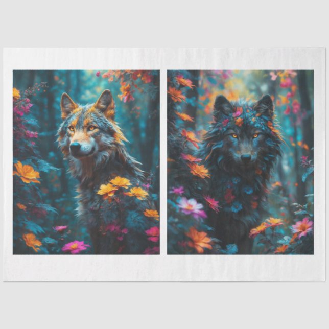 Papel De Seda 2 Lindos Lobos  (Frente )