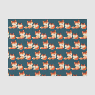 Papel De Seda 2 Raposas Vermelhas Cachorro Padrão de Aquarela