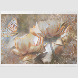 Papel De Seda 2 Sonho de Arte de Rosas Dourados Branco da Seda