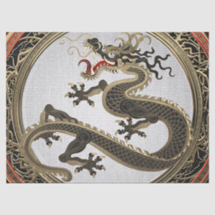 Papel De Seda [300] Dragão Dourado e sagrado do Leste