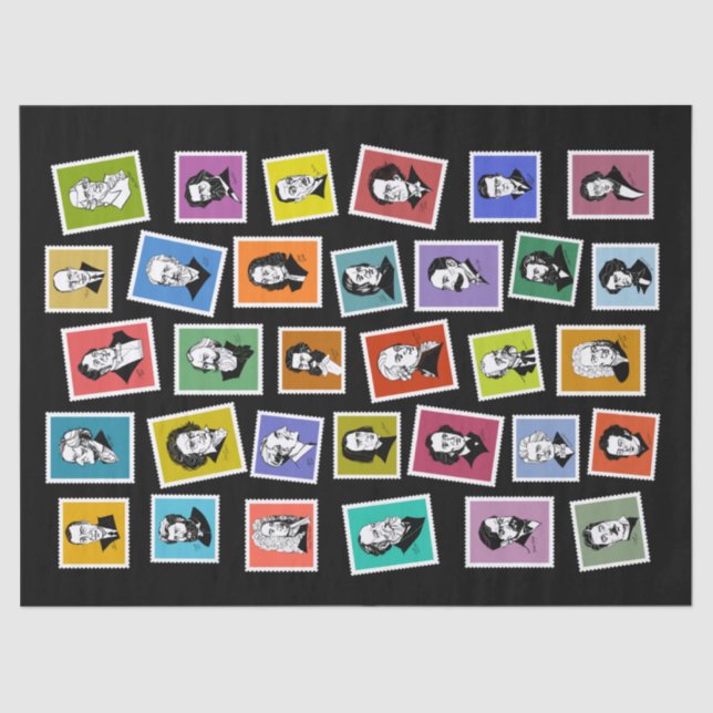 Papel De Seda 32 retratos gráficos dos maiores compositores (Frente )