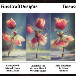 Papel De Seda 3 Dançarinos Da Flor Do Chique, Rosa DJ6LF Decoupa