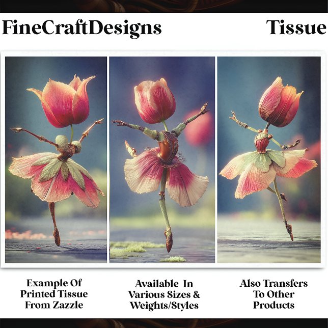 Papel De Seda 3 Dançarinos Da Flor Do Chique, Rosa DJ6RF Decoupa (Criador carregado)