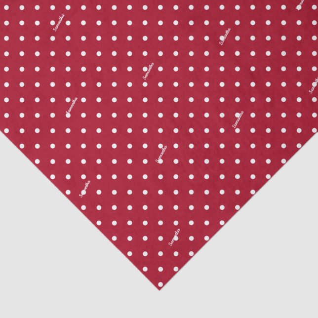 Papel De Seda 3 Folhas de tecidos, Nome em Bolinhas Vermelhas e  (Detalhes)