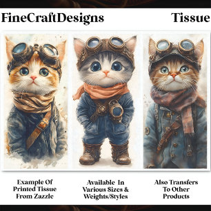 Papel De Seda 3 Gatinhos Fofos de Steampunk Conjunto DE4 Decoupa