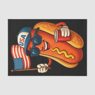 Papel De Seda 4º de julho Hotdog Funny Patriotic USA Flag