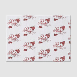 Papel De Seda 40º aniversário da Ruby Texto e Rosas Brancas