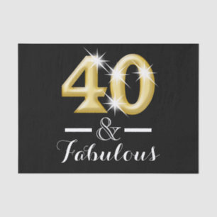 Papel De Seda 40 e aniversário preto fabuloso do ouro